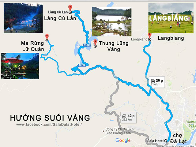 Hình ảnh chỉ đường đến núi Langbiang