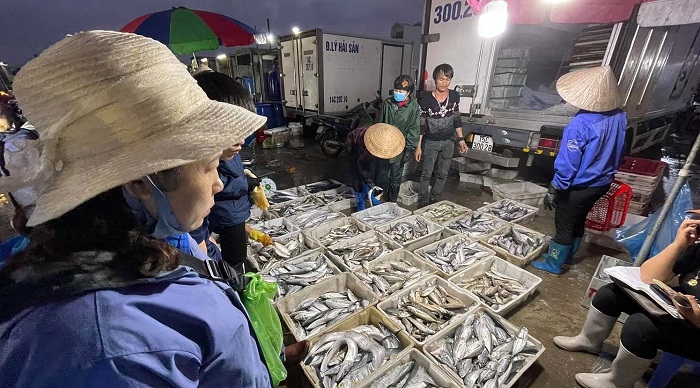 Mua bán hải sản tại chợ cá Hạ Long