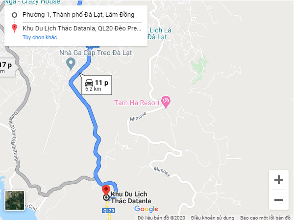 Hình ảnh bản đồ đường đến thác Datanla Đà Lạt