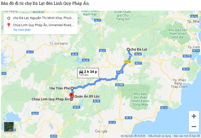 Hình ảnh bản đồ đường đi đến địa điểm du lịch chùa Linh Quy Pháp Ấn